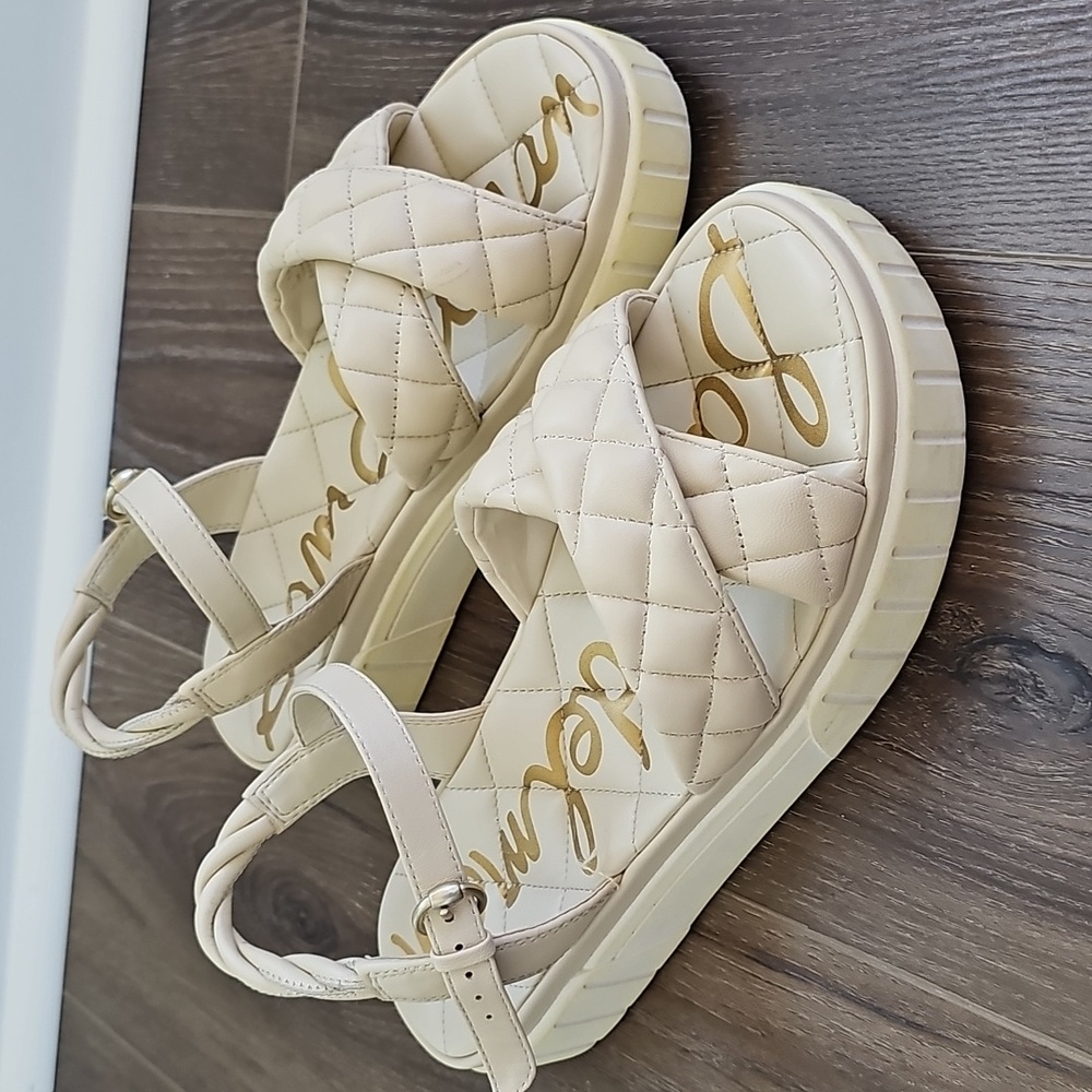 SAM EDELMAN Womens Beige  Straps Gavril Wedge Leather Slingback Sandal 10 M